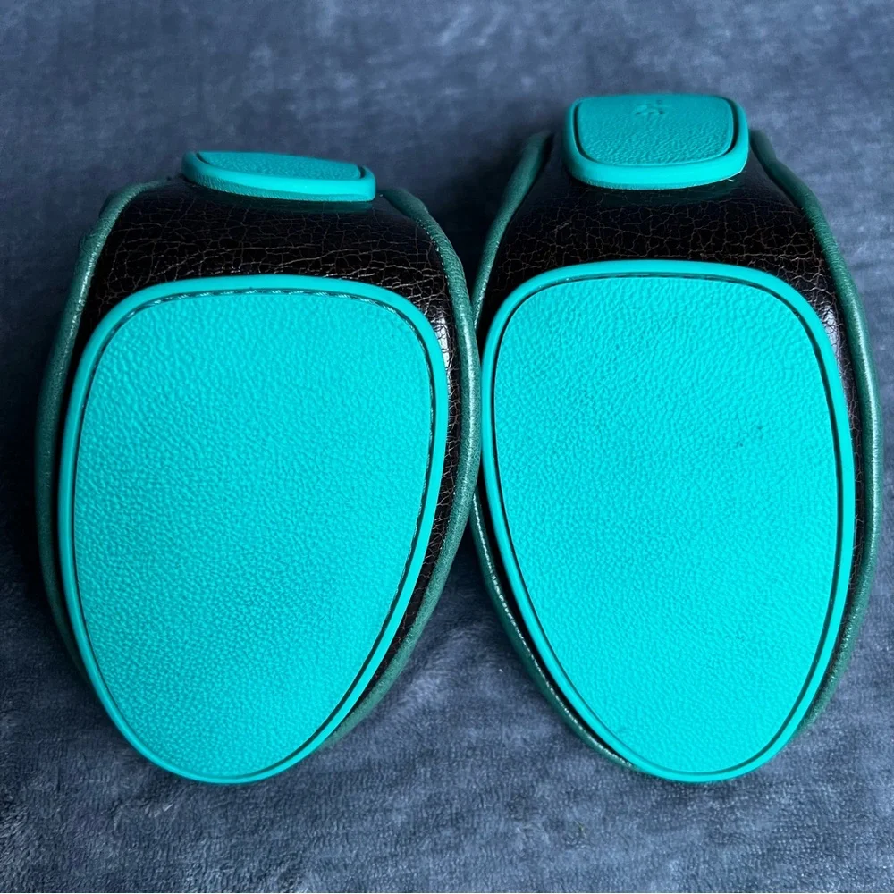 Tieks By Gavriely Flat Shoes Sz 7 Pacific Green Leather Ballet  Flats Foldable - Picture 11 of 17
